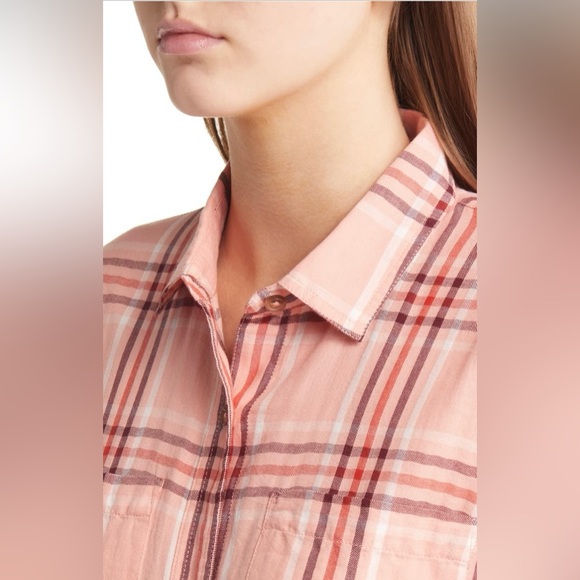 Madewell Classic Ex-Boyfriend Button-Up Shirt grid window forgotten petal size S - Picture 4 of 9